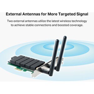 Adaptateur Wi-Fi TP-Link Archer T4E - IEEE 802.11ac - Bi bande pour Ordinateur de bureau - PCI Express - 1,17 Gbit/s - 2,4
