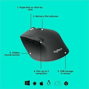 MOUSE SEM FIO BLUETOOTH LOGITECH M720 PRETO W