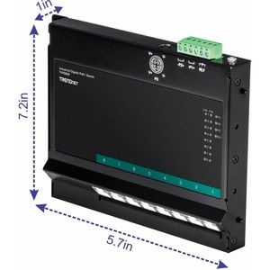 TRENDnet 8-Port Industrial Gigabit Poe+ Wall-Mounted Front Access Switch; 8X Gigabit Poe+ Ports; DIN-Rail Mount; 48 �57V D