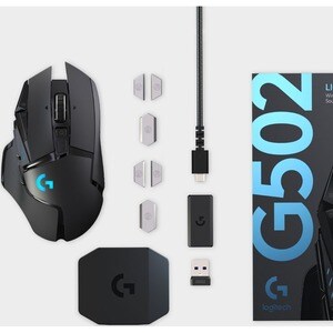 Logitech LIGHTSPEED G502 Gaming Mouse - Wi-Fi - USB - Black - Wireless - 16000 dpi - Scroll Wheel