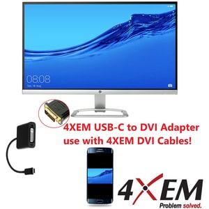 4XEM USB-C to DVI Adapter - 1 x 24-pin Type C USB 3.1 USB Male - 1 x DVI Video Female - 1920 x 1200 Supported - Black - 1