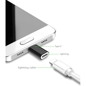 4XEM USB-C MALE TO 8 PIN FEMALE - 1 x USB Type C Male - 1 x 8-pin Lightning Proprietary Connector Female - Black