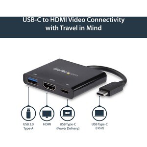 USB-C TO 4K HDMI MULTIFUNCTION ADAPTER WITH POWER DELIVERY AND USB-A PORT - USB TYPE-C TO HDMI - USB C LAPTOP TRAVEL ADAPT