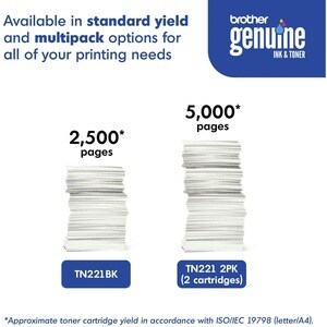 Brother TN221 Original Standard Yield Laser Toner Cartridge - Twin-pack - Black - 2 / Box - 2500 Pages Black (Per Cartridge)