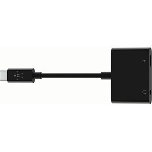 Belkin RockStar 3.5mm Audio + USB-C Charge Adapter - Mini-phone/USB Audio Cable for Audio Device, Smartphone, Charger - Fi