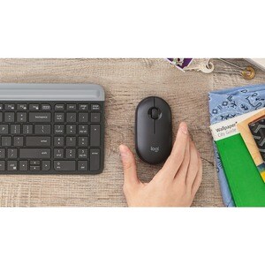 Logitech Pebble M350 Mouse - Bluetooth/Radio Frequency - USB - Optical - 3 Button(s) - Graphite - Wireless - 2.40 GHz - 10
