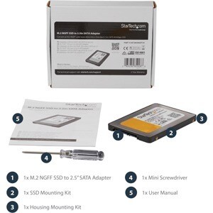 M.2 SSD TO 2.5IN SATA III ADAPTER WITH PROTECTIVE HOUSING - NGFF SOLID STATE DRIVE TO 2.5IN SATA CONVERTER W 9.5MM DRIVE H