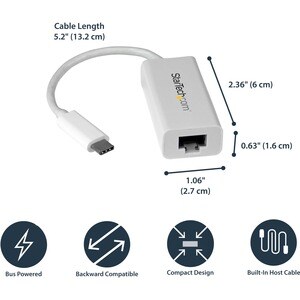 StarTech.com Gigabit Ethernet Adapter for Computer/Notebook - 10/100/1000Base-T - Desktop - USB 3.1 - Realtek RTL8153 - 1 