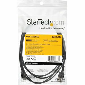 StarTech.com Câble USB-C vers USB 2.0 de 2 m - Cordon USB Type-C vers A durable - Noir - RUSB2AC2MB - Cable for Accessoire