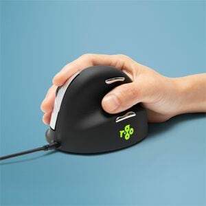 R-Go HE ergonomic mouse, vertical mouse, prevents RSI, medium (hand length 165-185mm), right handed, wired, black - Cable 