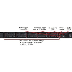 THINKSYSTEM SR630 SERVER SILVER 4208 8C 2.1GHz 85W 1x16GB L1 STA RAID 930-8i 2GB FLASH 3 YEARS