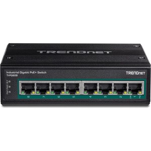 TRENDnet 8-Port Hardened Industrial Unmanaged Gigabit 10/100/1000Mbps DIN-Rail Switch w/ 8 x Gigabit PoE+ Ports; TI-PG80B;