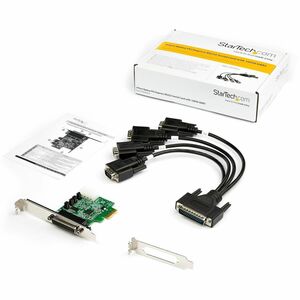 StarTech.com Multiport Serial Adapter - PCI Express 1.1 - 4 x DB-9 RS-232 - Serial, Via Cable - 921.60 kbit/s - 16950 - Pl