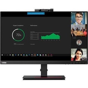 Lenovo ThinkVision T24v-20 24" Class Webcam Full HD LCD Monitor - 16:9 - Raven Black - 23.8" Viewable - In-plane Switching