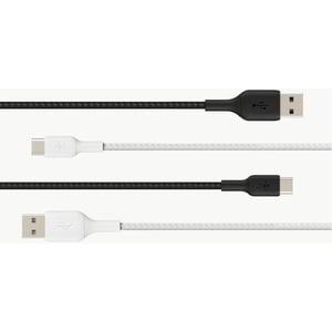 Belkin BoostCharge Braided USB-C to USB-A Cable (2 meter / 6.6 foot, Black) - 6.6 ft USB/USB-C Data Transfer Cable for Sma