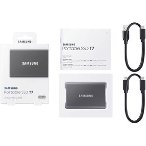 Samsung T7 MU-PC500T/AM 500 GB Portable Solid State Drive - External - PCI Express NVMe - Titan Gray - Gaming Console, Des