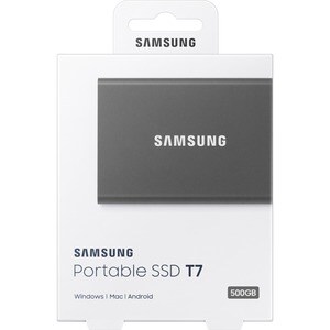  SSD Externe T7 Samsung 1To Gris titane MU-PC1T0T, vitesse de lecture jusqu'à 1050 Mo/s, résiste aux chutes jusqu'à 2m