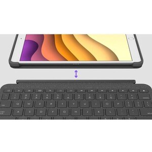 Logitech Combo Touch Keyboard/Cover Case Apple, Logitech iPad (7th Generation) Tablet - Graphite - Scuff Resistant, Scratc