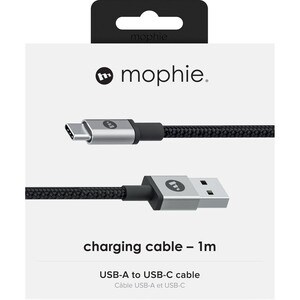 Mophie Charging Cable - 1 m - For Smartphone, Tablet PC, USB Device - USB Type A / USB Type C - 5 V DC - Black - 1 Pcs