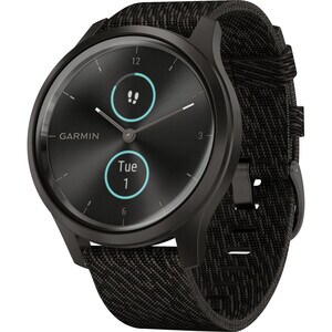 Garmin vívomove Style GPS Watch - Glass, Anodized Aluminium - Graphite Case - Black Pepper Band - Anodized Aluminium Case 