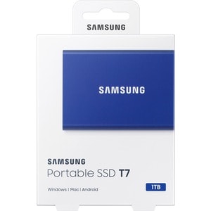 Samsung T7 MU-PC1T0H/WW 1 TB Portable Solid State Drive - External - PCI Express NVMe - Indigo Blue - Gaming Console, Desk