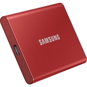 Samsung T7 MU-PC500H/WW 500 GB Portable Solid State Drive - External - PCI Express NVMe - Metallic Red - Gaming Console, D