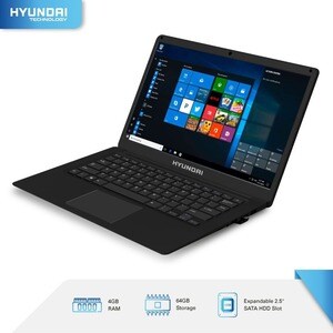 Hyundai Thinnote-A, 14.1" Celeron Laptop, 4GB RAM, 64GB Storage, Expandable 2.5" SATA HDD Slot, Windows 10 Home S Mode, Bl