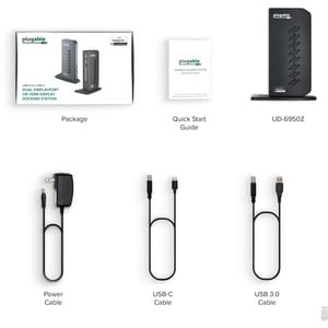 Plugable USB 3 & USB-C Dual 4K Display Docking Station with Displayport and HDMI for Windows & Mac - (Dual 4K DP & HDMII, 