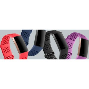 Fitbit Adjustable Smartwatch Band - Large (L) - Black - Silicone, Aluminium