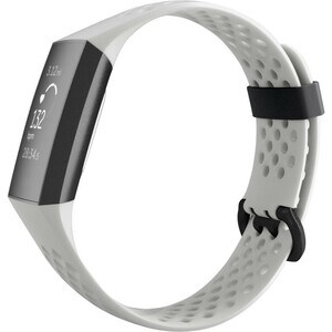 Fitbit Charge 3 Smart Band - Frost White, Graphite Aluminum Body Color - Leather, Aluminium Body Material - Woven, Elastom