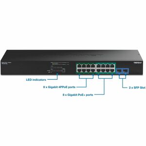 TRENDnet TPE-BG182g 18 Ports Ethernet Switch - Gigabit Ethernet - 1000Base-T, 1000Base-X - TAA Compliant - 2 Layer Support