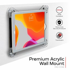 CTA Digital Premium Security Translucent Acrylic Wall Mount for 10.2-inch iPad 7th/ 8th/ 9th Gen & More - 10.5" Screen Sup