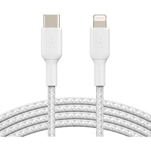 Belkin Braided USB-C to Lightning Cable (2m / 6.6ft, White) - 2.01 m Lightning/USB-C Data Transfer Cable for iPad, iPad Pr