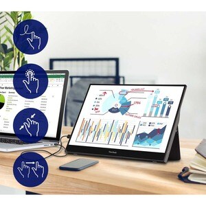 Monitor de pantalla táctil LCD ViewSonic TD1655 - 16"" (40.6cm) Class - 16:9 - 6.50ms - 15.6"" (39.6cm) Viewable - Project