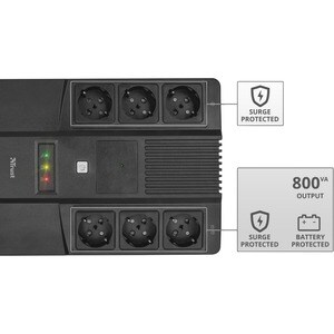 Trust Maxxon Standby UPS - 800 VA - Wall/Desktop/Floor Mountable - AVR - 8 Hour Recharge - 230 V AC Input - 230 V AC Outpu