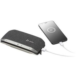 Poly Sync 20 Portable Speakerphone for Microsoft Teams, USB-A, Bluetooth for Smartphone, Microphone, Battery Black, Silver