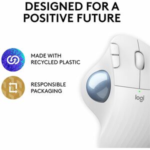 Logitech ERGO M575 Wireless Trackball - Optical - Bluetooth - 2.40 GHz - Off White - USB - 2000 dpi - Scroll Wheel - 5 But