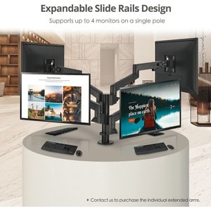 SIIG Dual Arm Pole Multi-Angle Replaceable Articulating Monitor Desk Mount - 14" to 30" - Max Load 17.6lbs each - Expandab