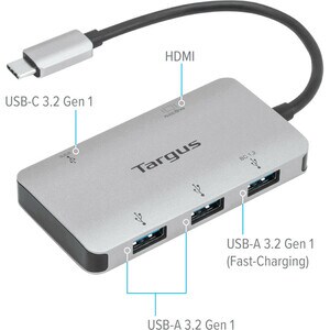 Targus ACA958USZ A/V Adapter - 1 x Type C USB 3.2 (Gen 1) USB Male - 1 x HDMI Digital Audio/Video Female, 3 x Type A USB 3