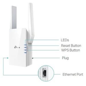 TP-Link RE605X 802.11ax 1,76 Gbit/s Drahtloser Range-Extender - 2,40 GHz, 5 GHz - 2 x Externe Antenne(n) - MIMO-Technologi