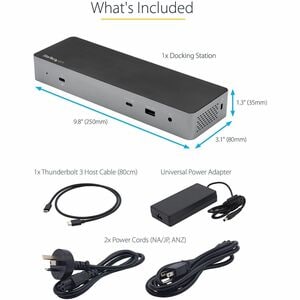 StarTech.com Thunderbolt Dock w/USB-C Host Compatibility - Dual 4K 60Hz DP 1.4 or HDMI TB/USB-C Docking Station - 1x 8K - 