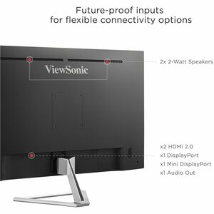 ViewSonic Entertainment VX3276-4K-mhd 32" Class 4K UHD LED Monitor - 16:9 - Silver - 80 cm (31.5") Viewable - Multi-domain
