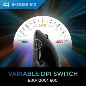 Adesso iMouse E10 Mouse - Radio Frequency - USB - Optical - 6 Button(s) - Black - Wireless - 9.14 m - 2.40 GHz - 1600 dpi 