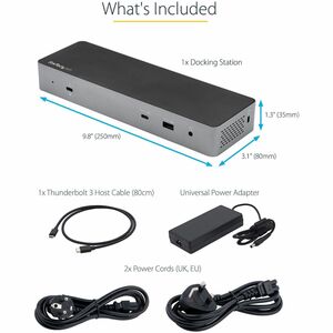 StarTech.com Thunderbolt 3 Dock w/USB-C Host Compatibility - Dual 4K 60Hz DP 1.4 or HDMI TB3/USB-C Docking Station - 1x 8K