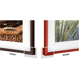 Samsung (2021) 75" The Frame Customizable Bezel - Modern Brown - 66.36" x 38.02" Frame Size - Rectangle - Landscape - Magn