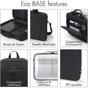 Dicota Eco Slim Case Plus BASE Tasche für 33 cm (13 Zoll) bis 39,6 cm (15,6 Zoll) Notebook - Schwarz - 300D Polyester, HDF