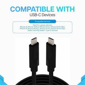 VisionTek USB-C 100W 2 Meter Charging Cable (M/M) - 6.56 ft USB-C Data Transfer Cable for Power Adapter, Smartphone, Table