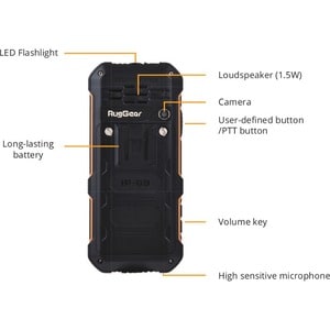 Smartphone RugGear RG170 8 GB - 4G - 6,1 cm (2,4") QVGA 240 x 320 - Cortex A53Quad core (4 Core) 1,50 GHz - 1 GB RAM - Ner