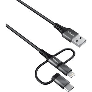 Trust Keyla 1 m Lightning/Micro-USB/USB/USB-C Data Transfer Cable for Computer, Phone, Digital Text Reader, Notebook, iPad