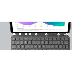 Logitech Combo Touch Keyboard/Cover Case for 32.8 cm (12.9") Apple, Logitech iPad Pro (5th Generation) Tablet - Oxford Gra